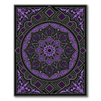 Ornate Purple Mandala Circular Damask Rug