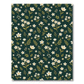 Dark Green Delicate White Wildflower Meadow Rug