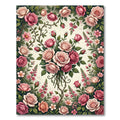 Pink Rose Garden Border Arrangement Rug