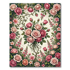 Pink Rose Garden Border Arrangement Rug