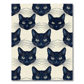 Eerie Black Cat Faces Neutral Illustration Rug