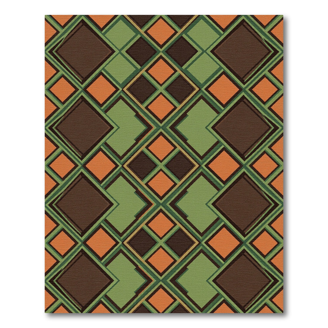 Midcentury Geometric Earth Tone Diamond Rug