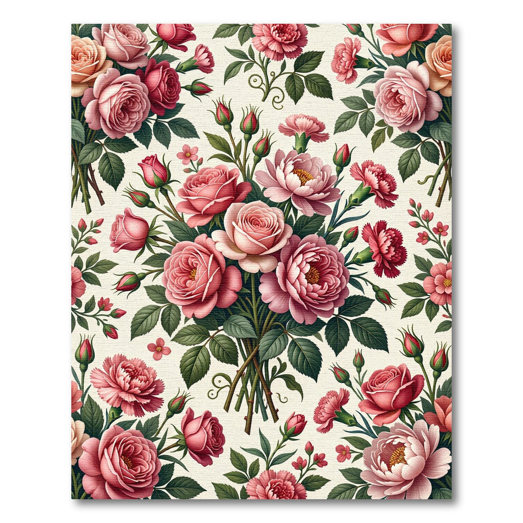 Vintage Rose and Carnation Bouquet Rug
