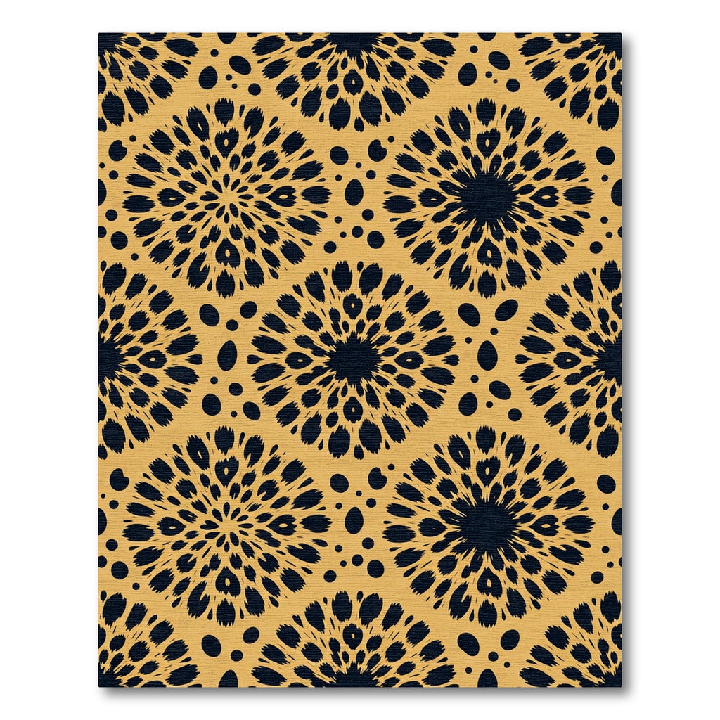 Earthy Gold Abstract Sunburst Medallion Rug