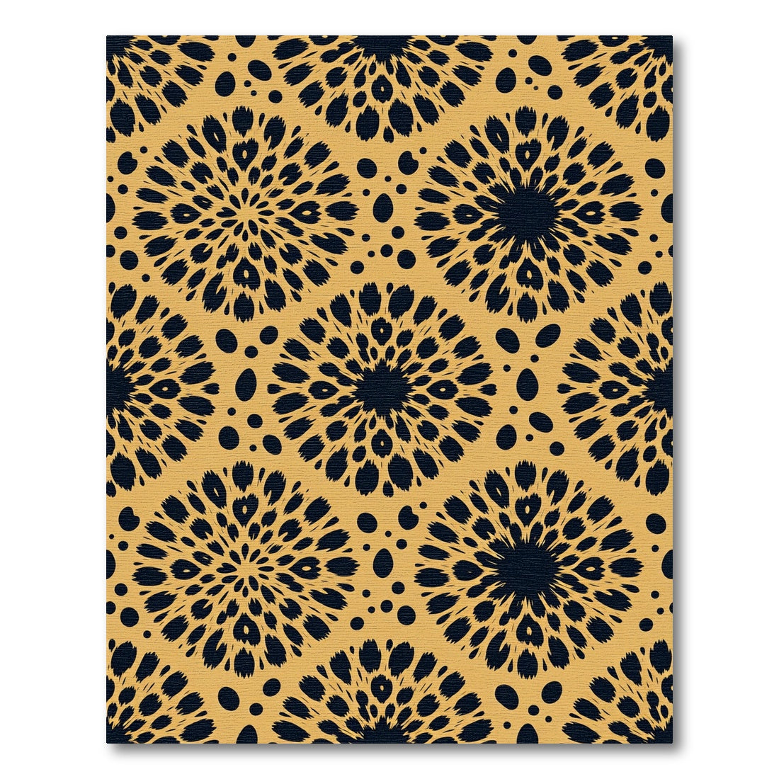 Earthy Gold Abstract Sunburst Medallion Rug