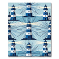 Nautical Blue And White Lighthouse Grid Rug