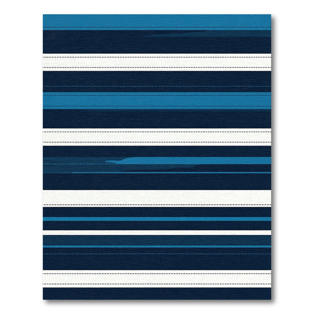 Coastal Navy Blue Linear Stripe Rug