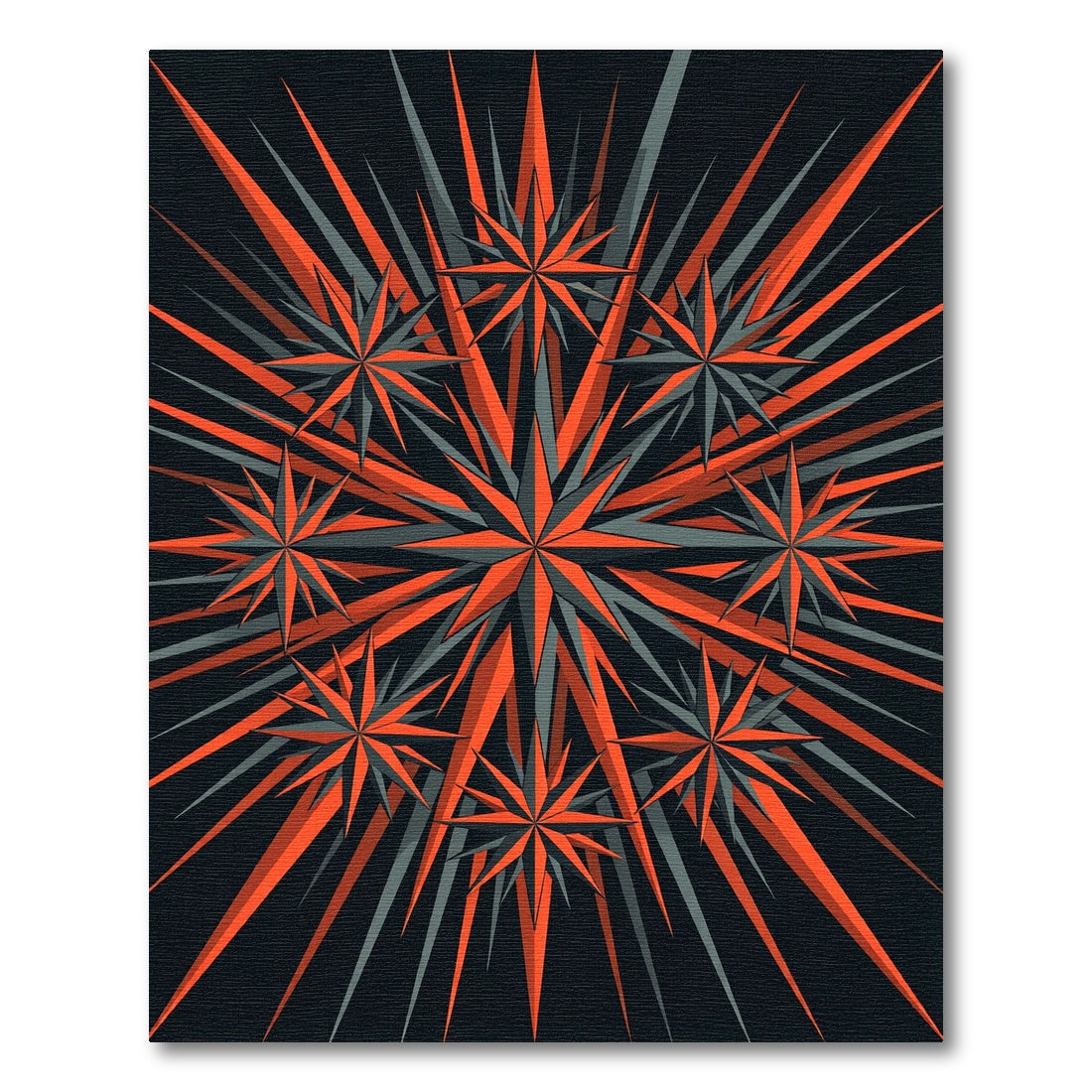 Geometric Starburst Orange and Charcoal Rug