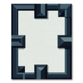 Deep Blue Geometric Layered Frame Rug