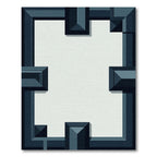 Deep Blue Geometric Layered Frame Rug