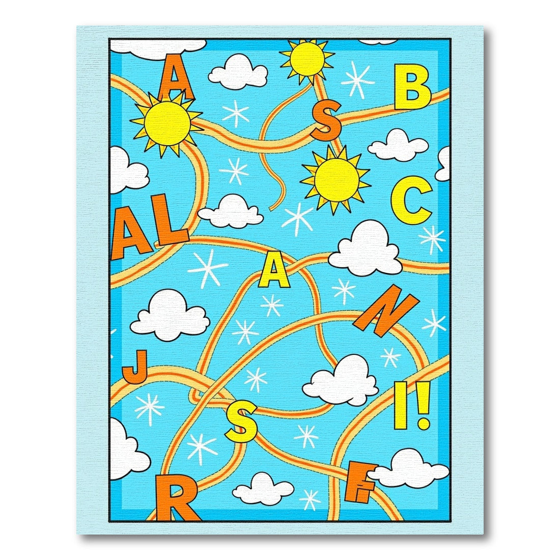 Playful Alphabet Sky Clouds Rug