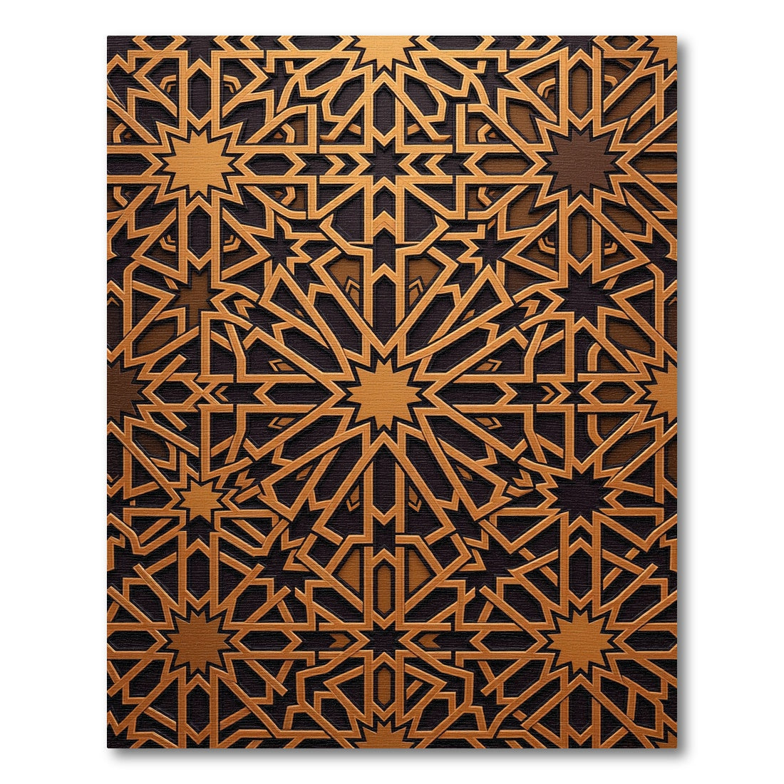 Geometric Golden Star Bronze Lattice Rug