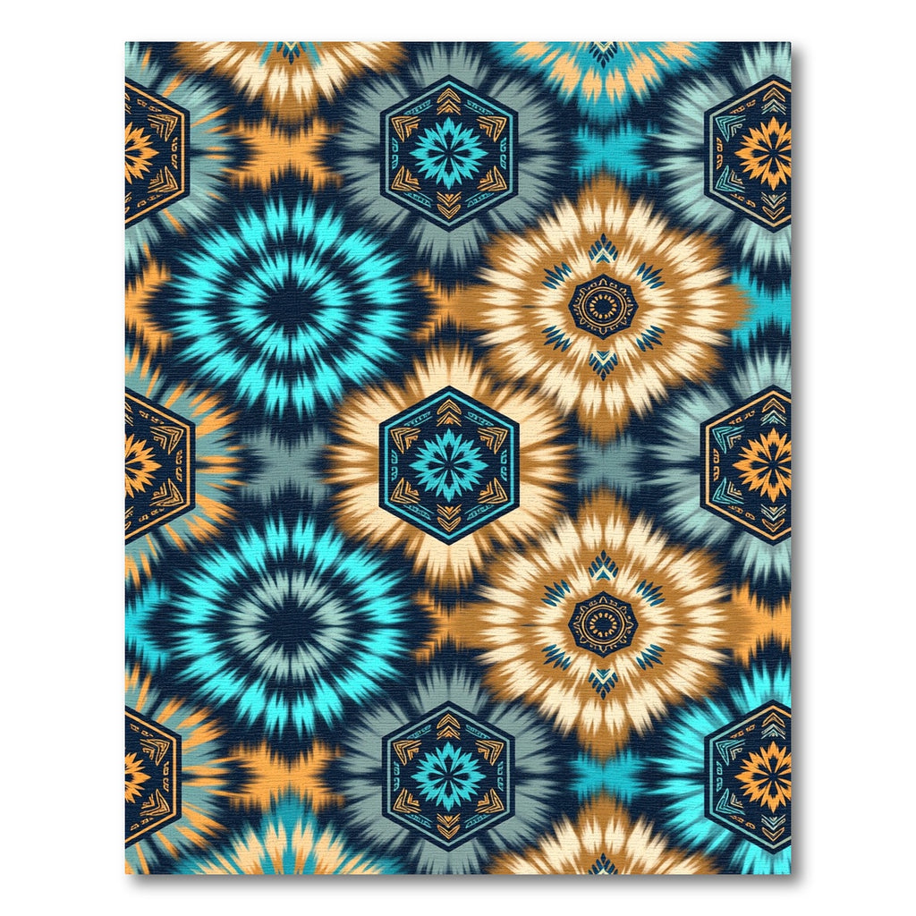 Tie Dye Hexagonal Sunburst Rug