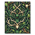 Forest Antler Woodland Symmetry Dark Green Rug