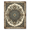 Vintage Navy Golden Floral Medallion Rug