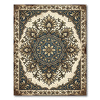 Vintage Navy Golden Floral Medallion Rug