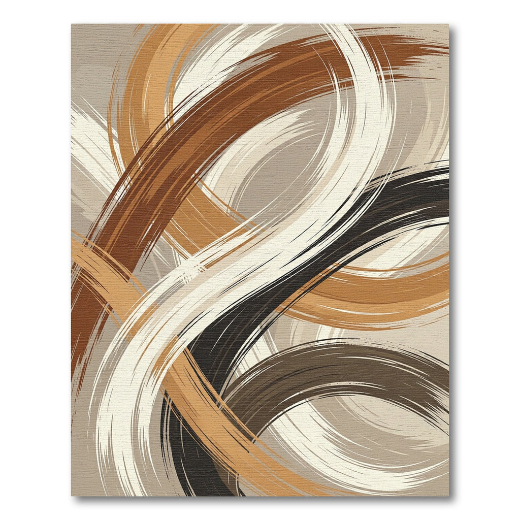 Abstract Earthy Swirl Brushstroke Rug