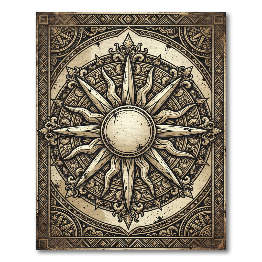 Antique Sunburst Mandala Rug