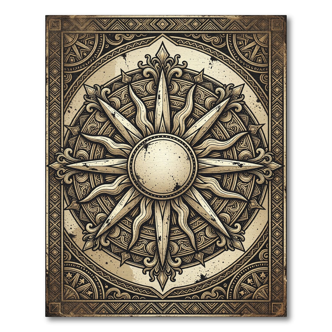 Antique Sunburst Mandala Rug