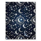 Celestial Silver Crescent Moon Starry Night Rug