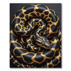 Golden Serpent Coil Obsidian Black Shimmer Rug