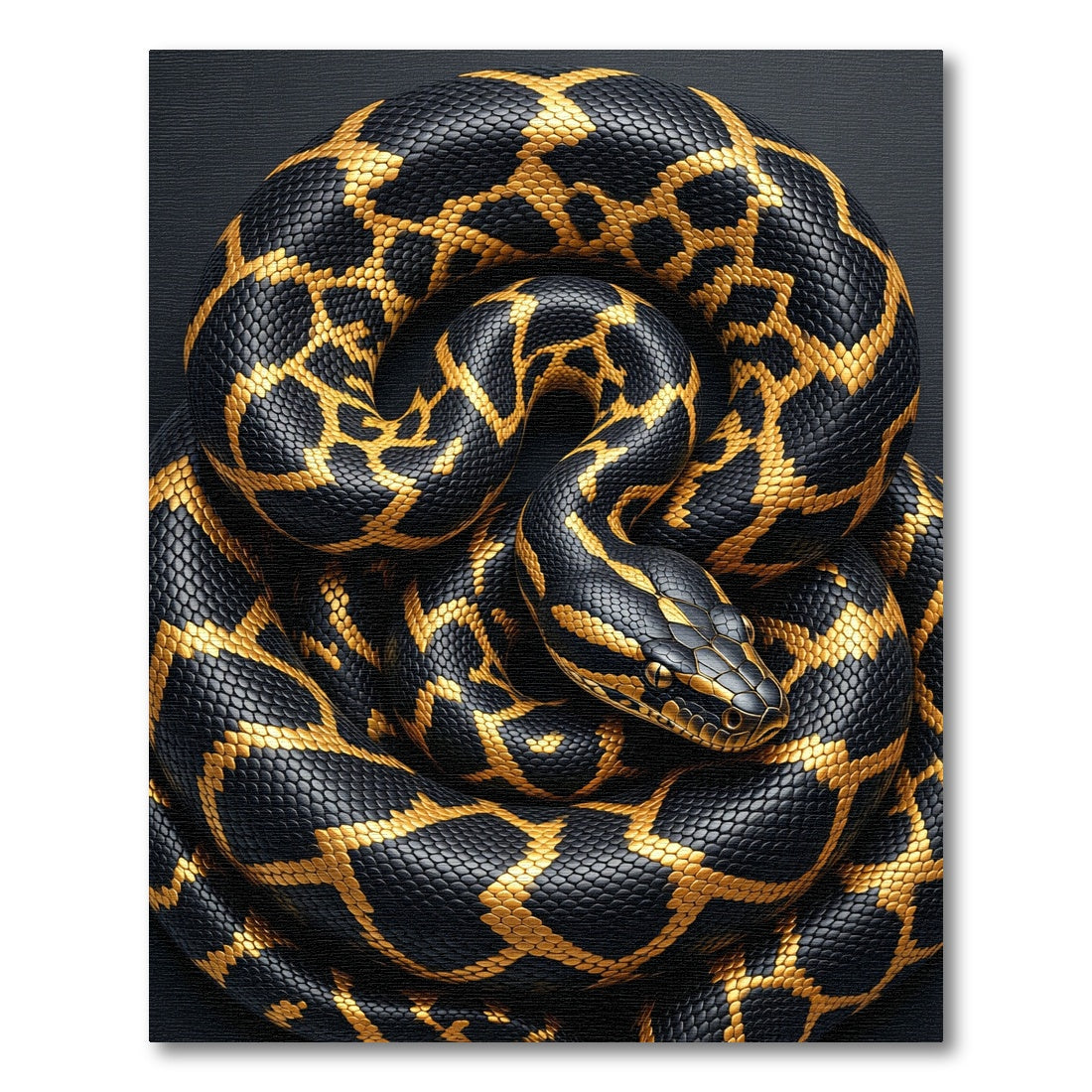 Golden Serpent Coil Obsidian Black Shimmer Rug