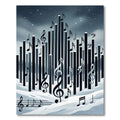 Winter Musical Note Skyline Composition Rug