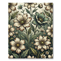 Vintage Cream Botanical Flower Meadow Rug
