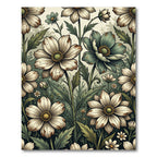 Vintage Cream Botanical Flower Meadow Rug