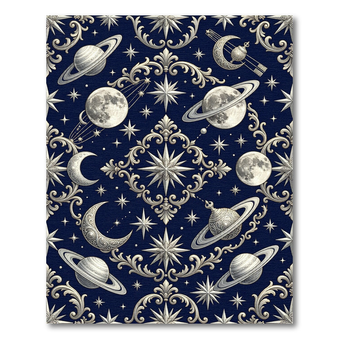 Midnight Celestial Baroque Ornate Starry Universe Rug