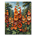 Vibrant Orange Hollyhock Botanical Garden Rug