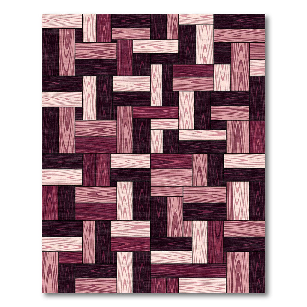 Burgundy Pink Woodgrain Parquet Rug