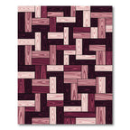 Burgundy Pink Woodgrain Parquet Rug
