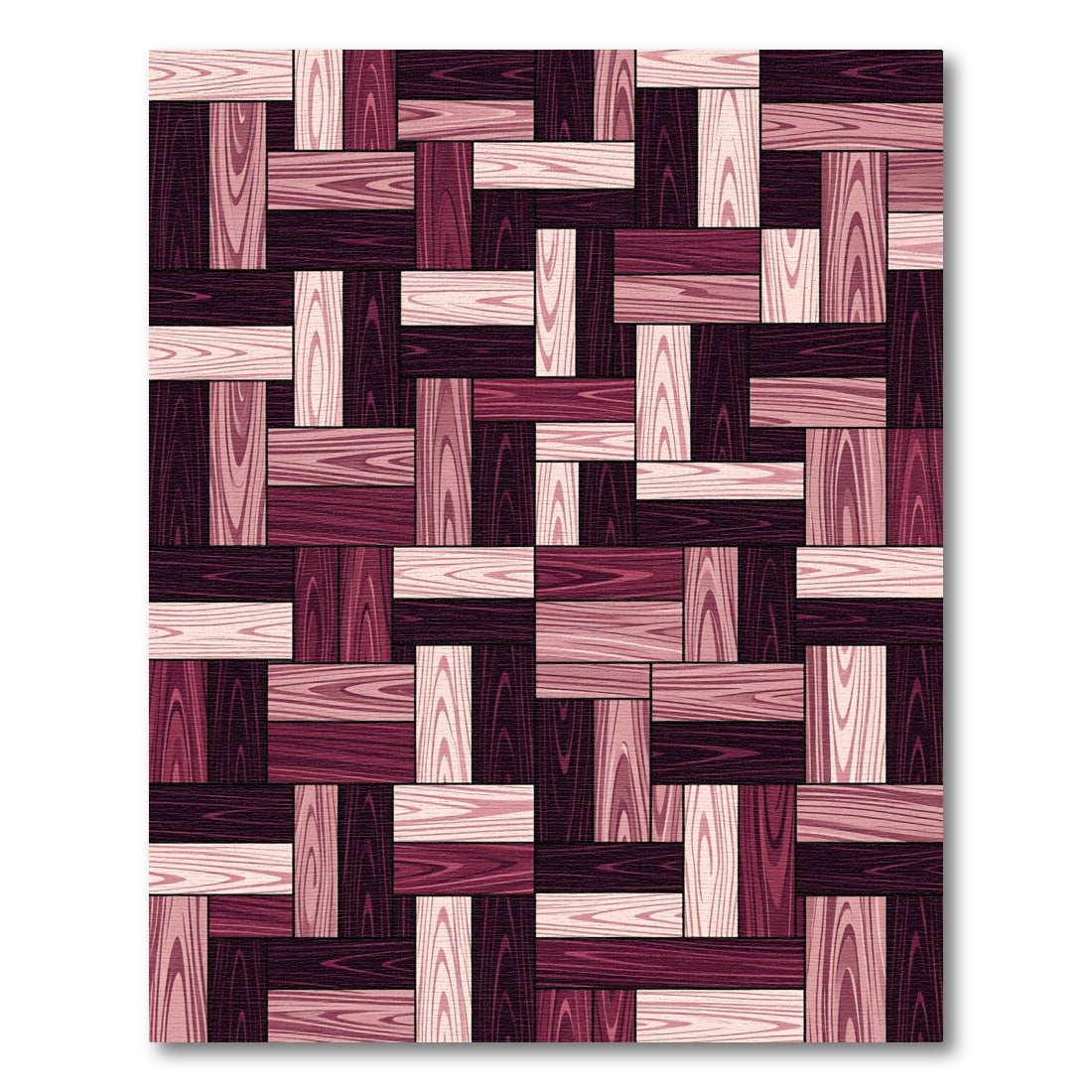 Burgundy Pink Woodgrain Parquet Rug