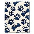 Playful Navy Paw Bone Illustration Rug