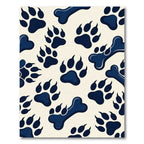 Playful Navy Paw Bone Illustration Rug