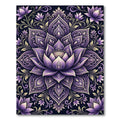Purple Lotus Mandala with Vine Accents Rug