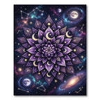 Celestial Violet Moon Mandala Nebula Rug