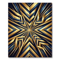 Golden Geometric Starburst Navy Accents Rug