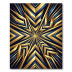 Golden Geometric Starburst Navy Accents Rug