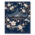 Midnight Blue Pagoda Blossom Branch Rug