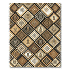 Earthy Neutral Geometric Diamond Grid Rug