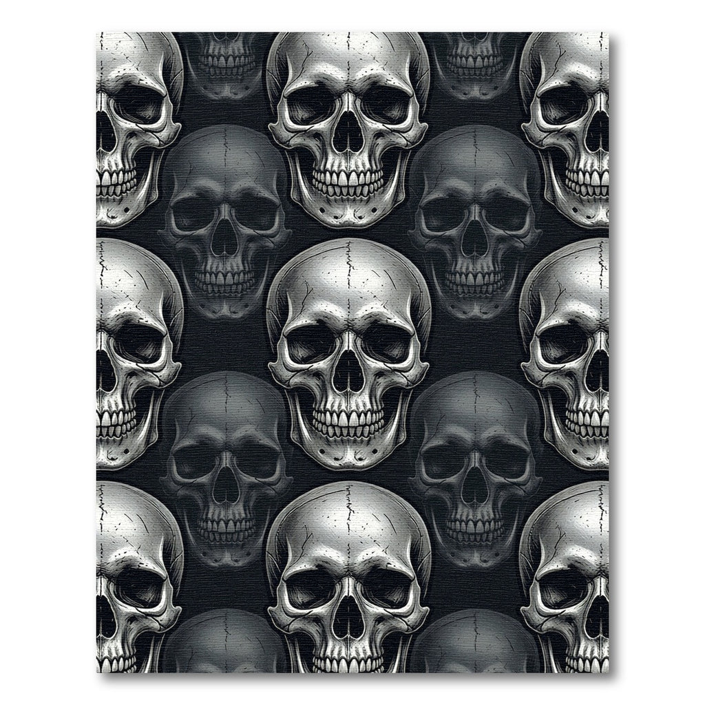 Monochrome Detailed Skull Repeat Art Rug