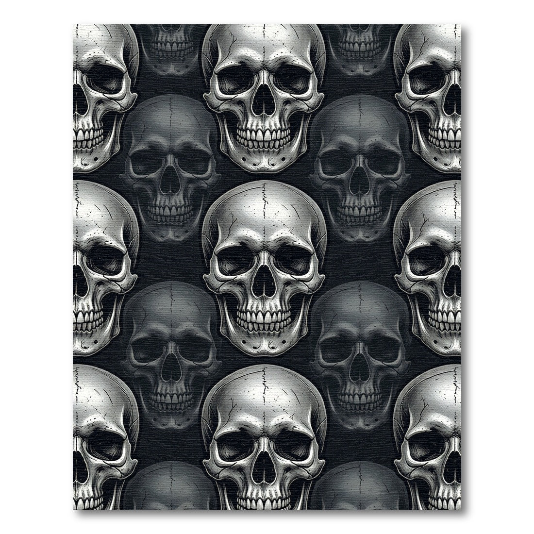 Monochrome Detailed Skull Repeat Art Rug
