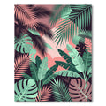 Lush Pink and Green Tropical Foliage Rug