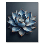 Distressed Blue Lotus Flower Rug