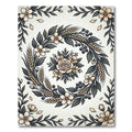 Cream Blossom Wheatreath Botanical Frame Rug