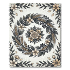 Cream Blossom Wheatreath Botanical Frame Rug