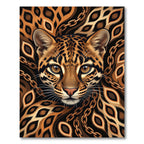 Ocelot Face Gold Chain Accents Rug