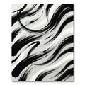 Black Brushstroke Swirls on Gray Rug